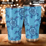 Sea Turtle Blue Tribal Pattern Tumbler