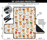 Christmas Corgi Pattern Background Loveseat Couch Cover Protector