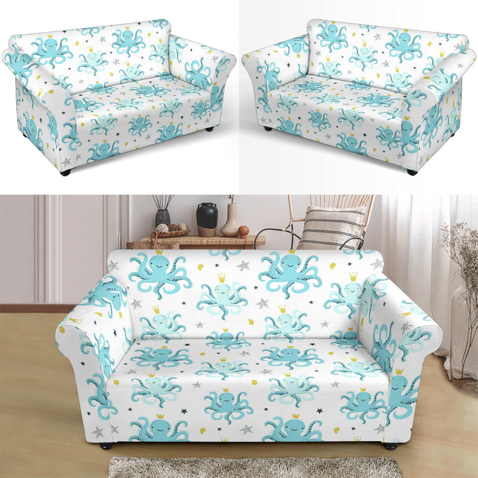 Octopus Blue Pattern Loveseat Couch Slipcover