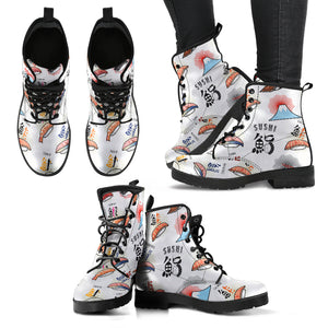 Sushi Japanese Pattern Leather Boots