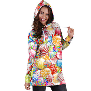 Candy Lollipop Pattern Women Hoodie Dress