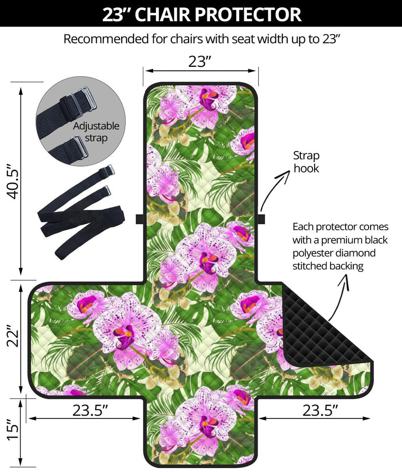 Orchid Leaves Pattern Chair Cover Protector