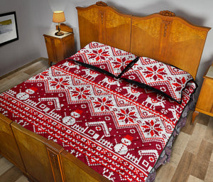 Snowman Sweater Printed Pattern Quilt Bed Set