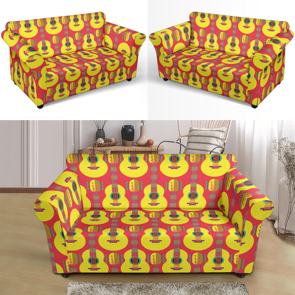 Classic Guitar Theme Pattern Loveseat Couch Slipcover