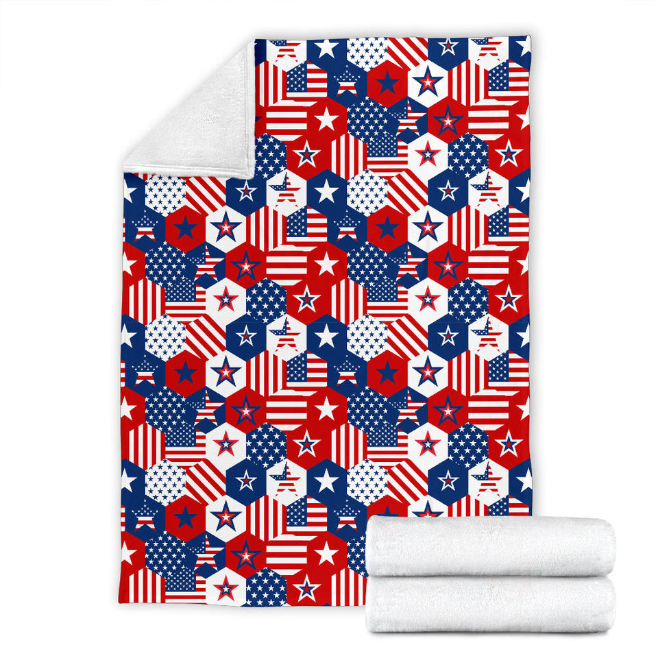 USA Star Hexagon Pattern Premium Blanket