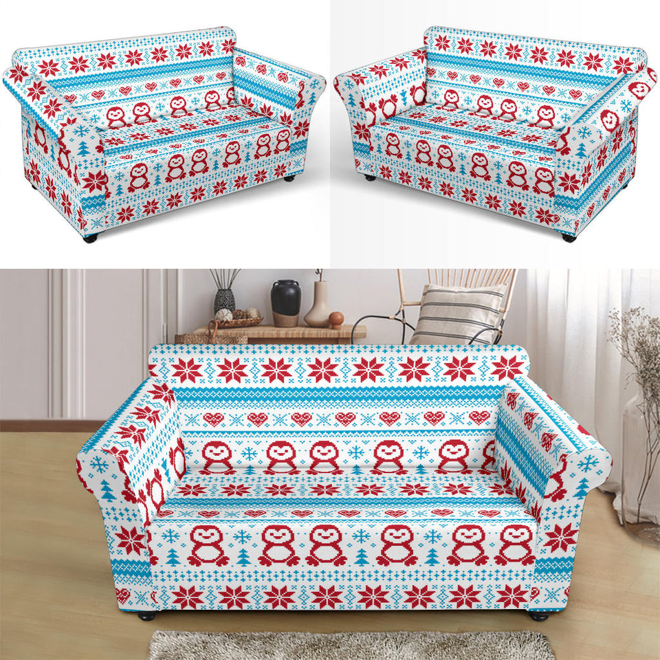 Penguin Sweater Printed Pattern Loveseat Couch Slipcover