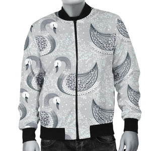 Swan Gray Pattern Men Bomber Jacket