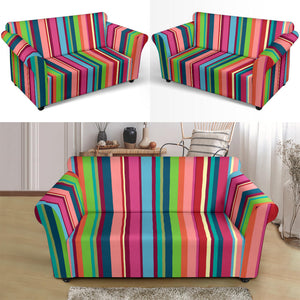 Rainbow Stripe Pattern Loveseat Couch Slipcover