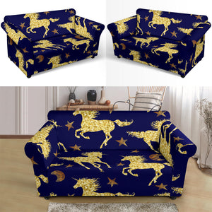 Unicorn Gold Pattern Loveseat Couch Slipcover