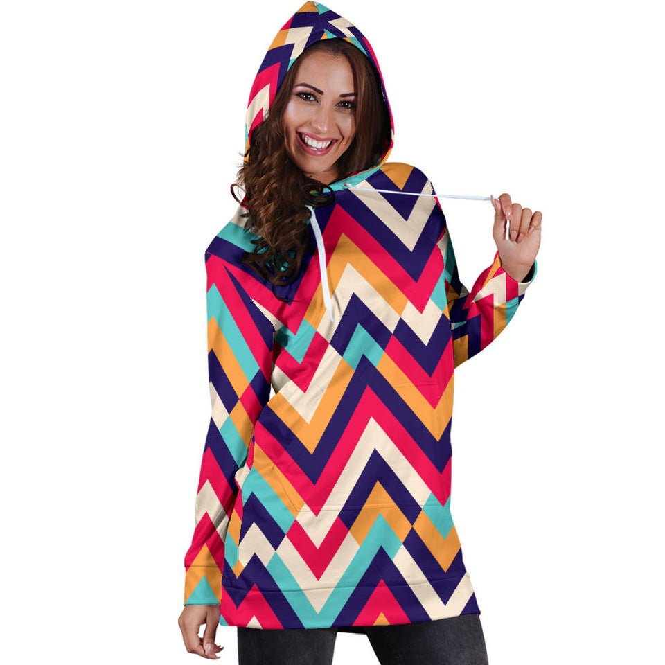 Zigzag Chevron Pattern Background Women Hoodie Dress