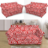 Red and White Candy Spiral Lollipops Pattern Loveseat Couch Slipcover