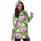 Orchid Leaves Pattern Women Hoodie Dress