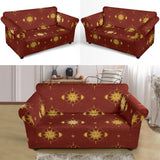 Sun Pattern Red Background Loveseat Couch Slipcover