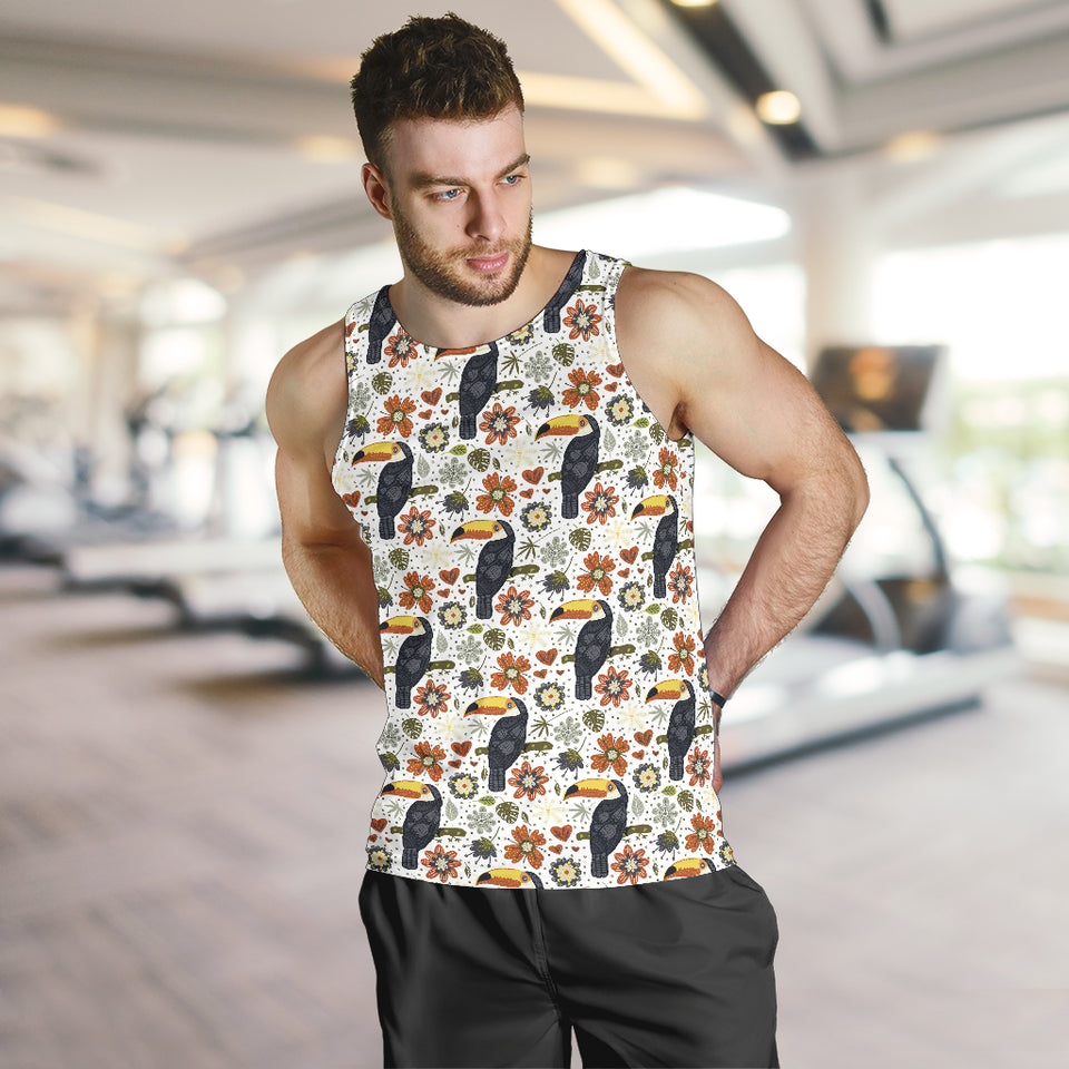 Toucan Flower Pattern Men Tank Top