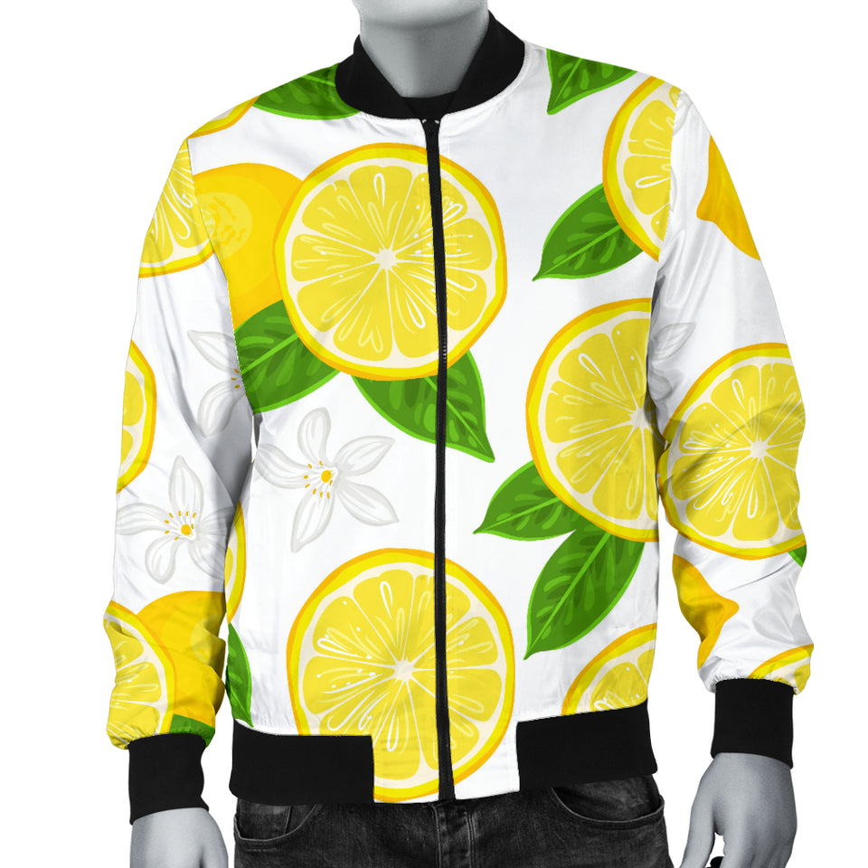 Lemon Flower Pattern Men Bomber Jacket