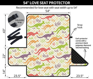 Colorful Kangaroo Pattern Loveseat Couch Cover Protector