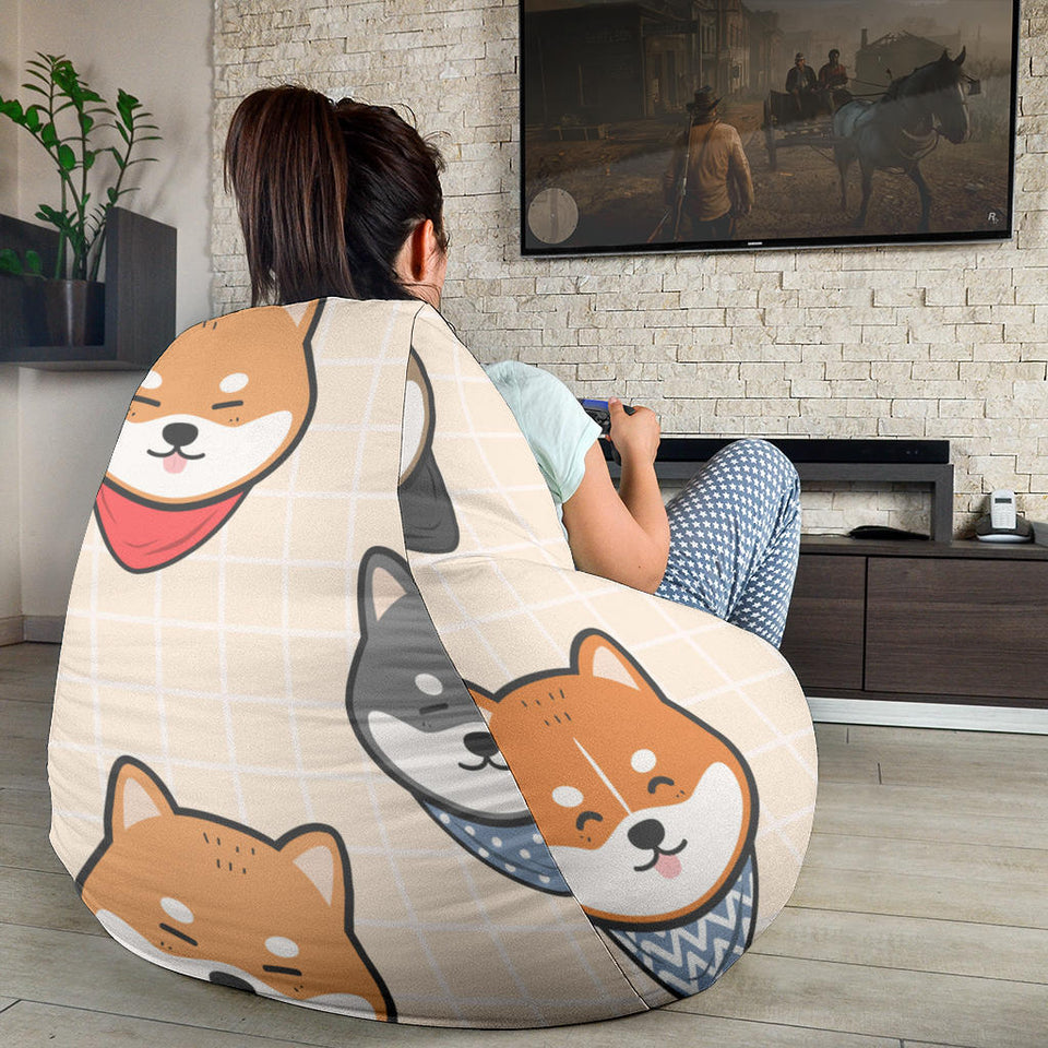 Shiba Inu Head Pattern Bean Bag Cover