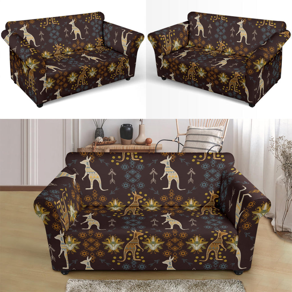 Kangaroo Aboriginal Theme Pattern  Loveseat Couch Slipcover