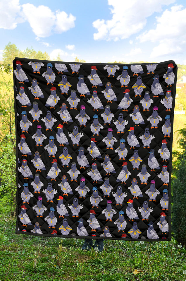 Pigeon Pattern Print Design 04 Premium Quilt