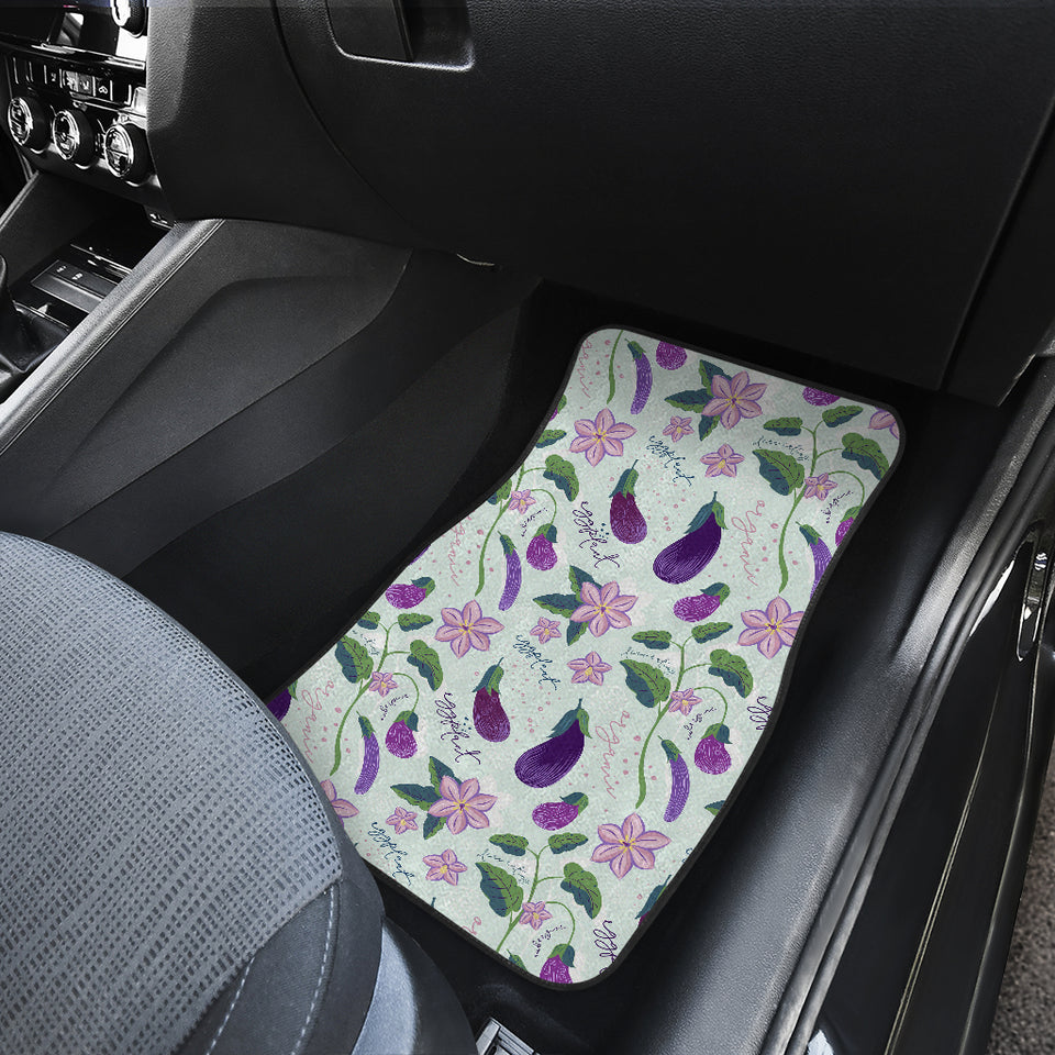 Eggplant Pattern Print Design 03 Front and Back Car Mats