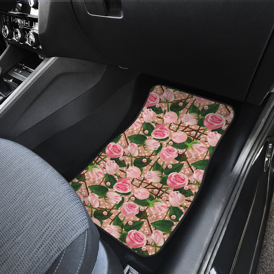 Rose Pattern Print Design 04 Front and Back Car Mats