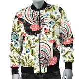 Rooster Chicken Leaves Pattern Men Bomber Jacket