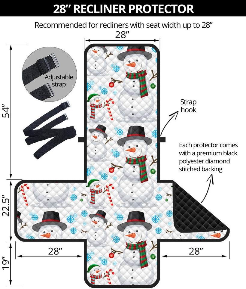 Snowman Pattern Background Recliner Cover Protector