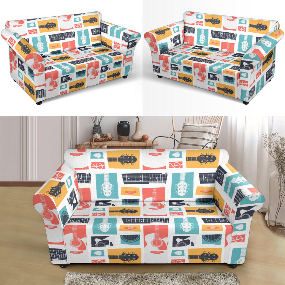 Guitar Pattern Background Loveseat Couch Slipcover