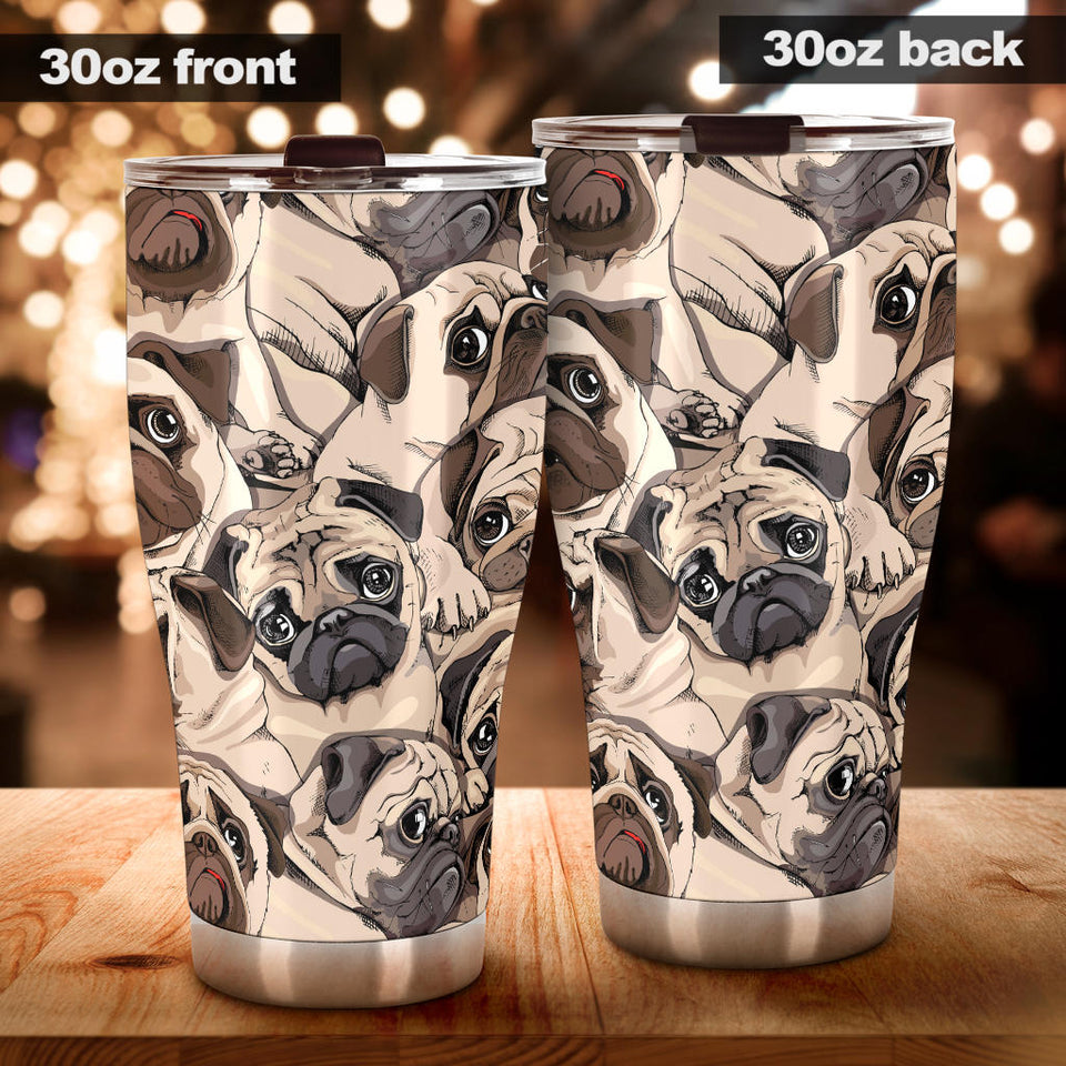 Pug Pattern Background Tumbler