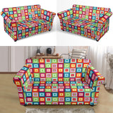 Rainbow Rectancular Pattern Loveseat Couch Slipcover