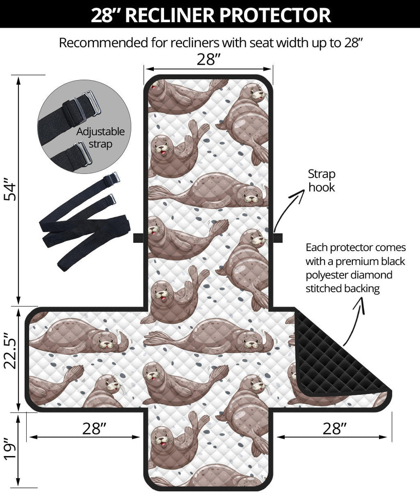 Sea Lion Pattern Background Recliner Cover Protector