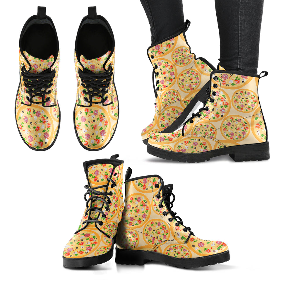 Pizza Theme Pattern Leather Boots