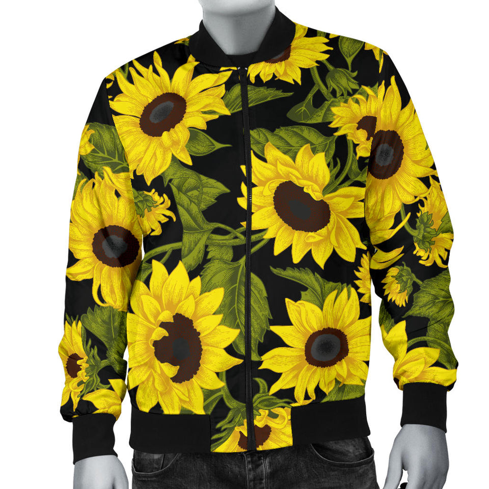 Sunflower Theme Pattern  Men Bomber Jacket