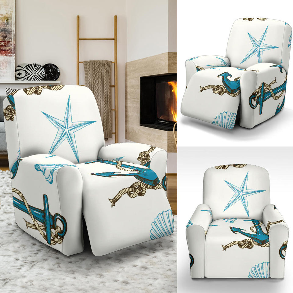 Anchor Shell Starfish Pattern Recliner Chair Slipcover