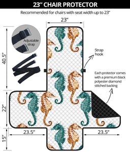 Seahorse Pattern Background Chair Cover Protector