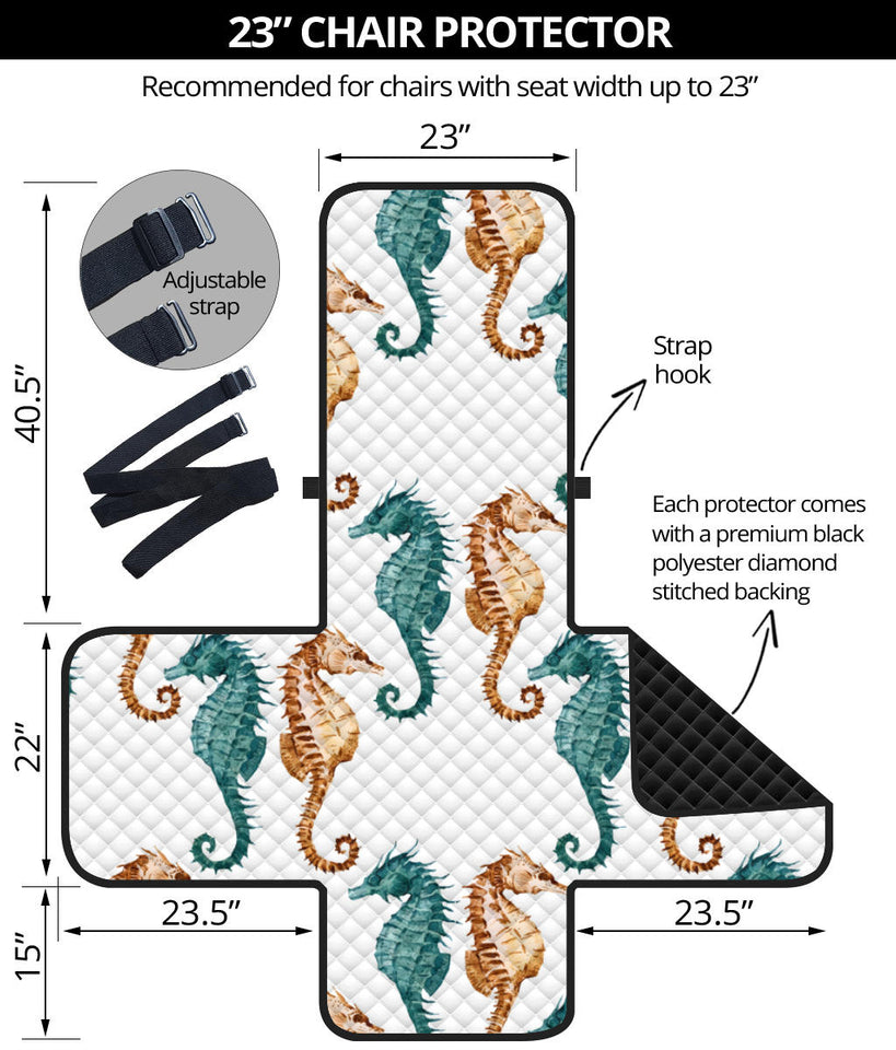 Seahorse Pattern Background Chair Cover Protector