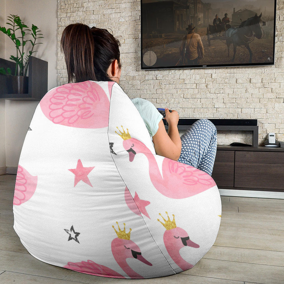 Pink Swan Pattern Bean Bag Cover