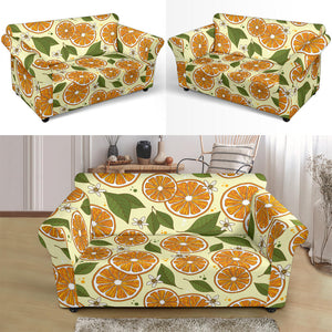 Sliced Orange Leaves  Pattern Loveseat Couch Slipcover