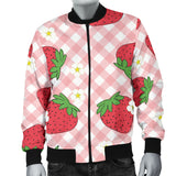 Strawberry Pattern Stripe Background Men Bomber Jacket