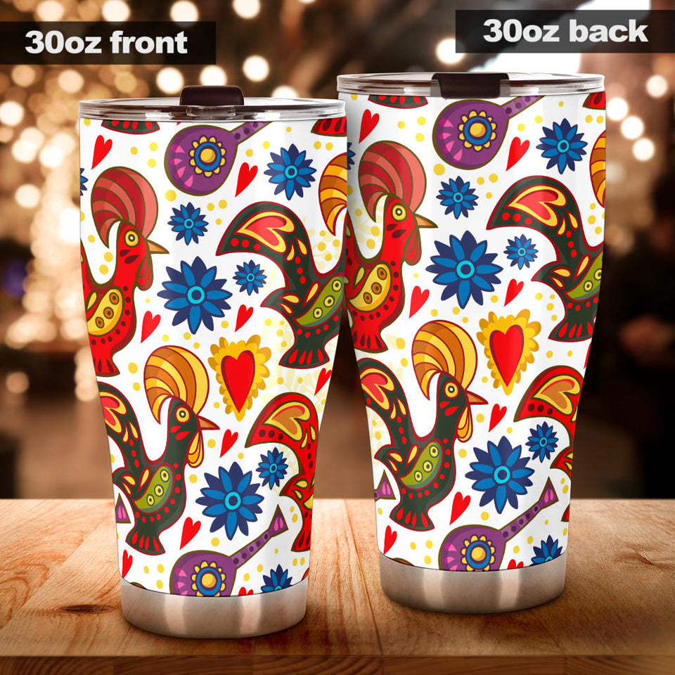 Colorful Rooster Chicken Guitar Pattern Tumbler