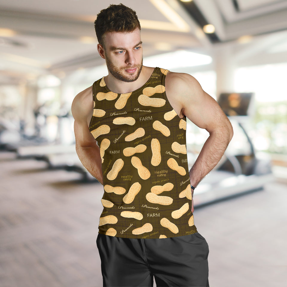 Peanut Pattern Green Background Men Tank Top