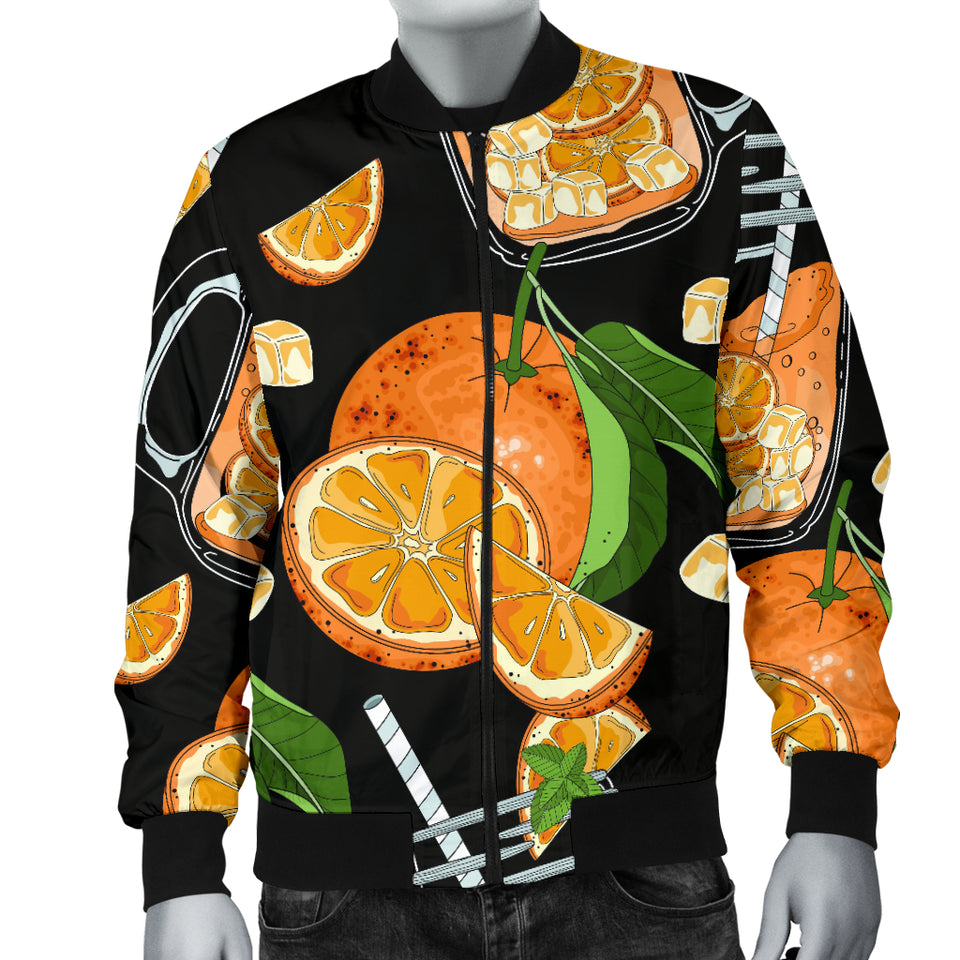 Orange Ice Orance Juice Pattern Men Bomber Jacket