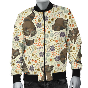 Raccoon Pattern Men Bomber Jacket