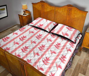 Heliconia Pink White Pattern Quilt Bed Set