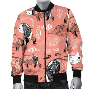 Rhino Tribal Pattern Men Bomber Jacket