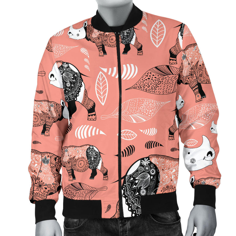 Rhino Tribal Pattern Men Bomber Jacket