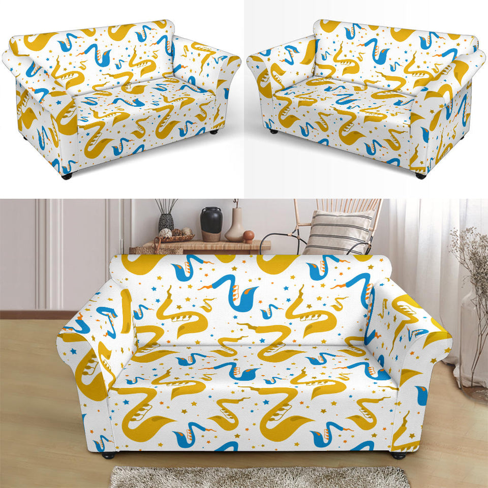 Saxophone Pattern Loveseat Couch Slipcover