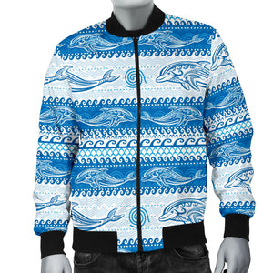 Dolphin Tribal Pattern background Men Bomber Jacket