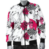 Horse Head Rose Pattern Men Bomber Jacket