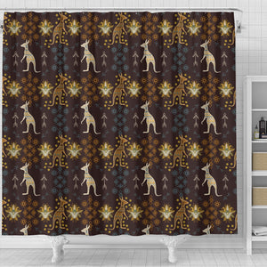 Kangaroo Aboriginal Theme Pattern  Shower Curtain Fulfilled In US